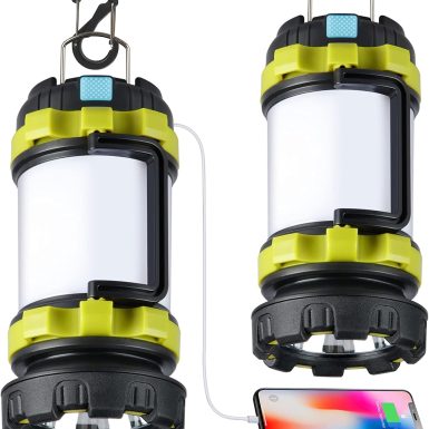 2 Pack Camping Lantern, Outdoor Led Camping Lantern, Rechargeable Flashlights with 1000LM, 6 Modes, 4000mAh Power Bank, IPX5 Waterproof Portable Emergency Camping Light for Hurricane Hiking