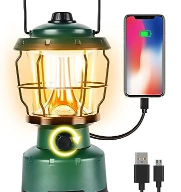 LED Camping Lantern, 2500LM Dimmable Vintage Rechargeable Lantern, Water Resistant Portable Emergency Lights for Camping, Home Power Outage, Hurricane, Hiking